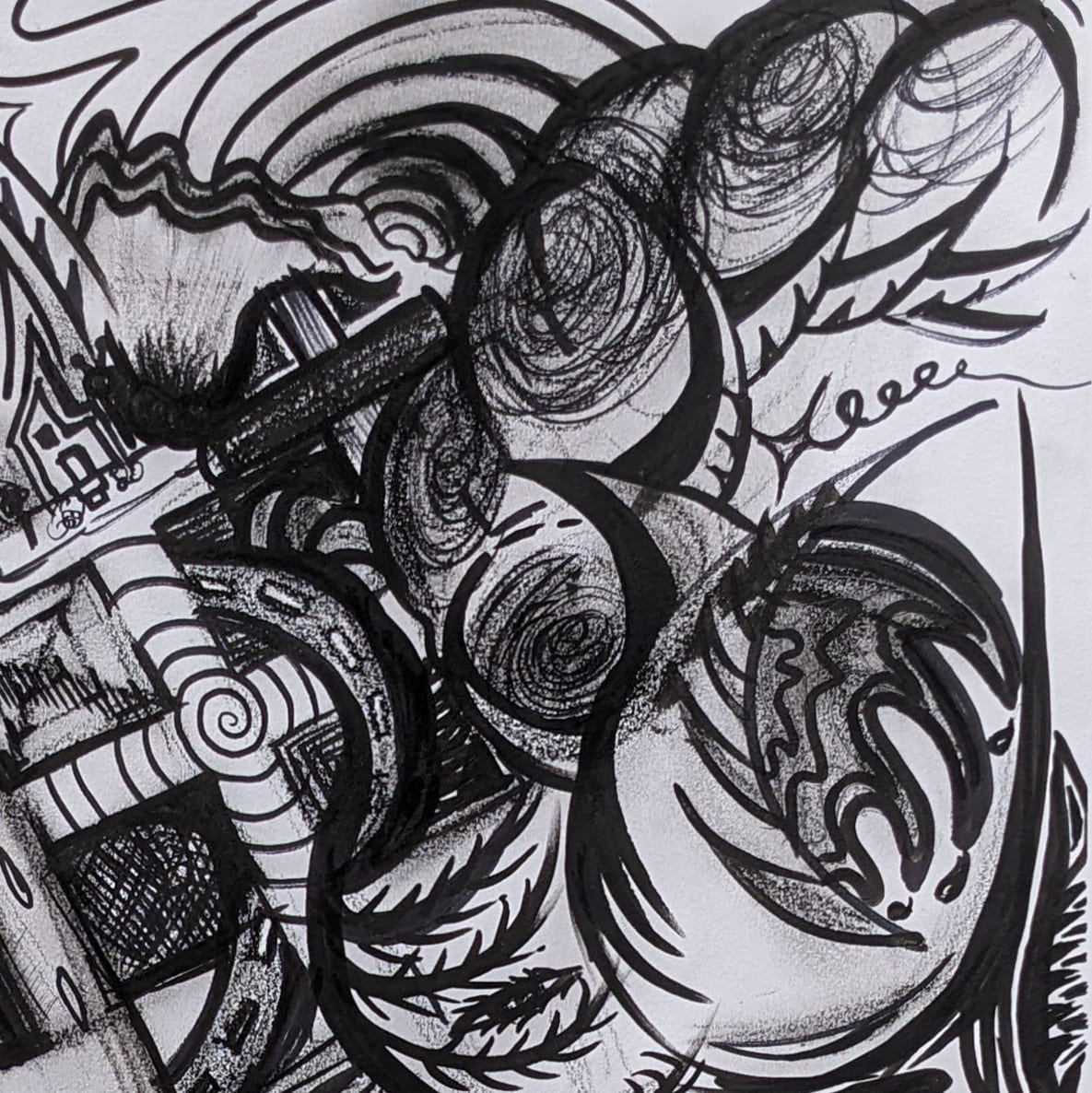 "The Mycelial Labyrinth" Original Abstract Drawing