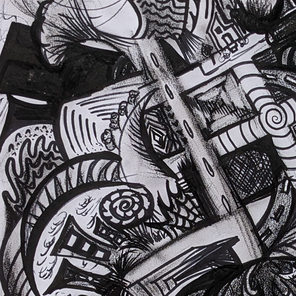 "The Mycelial Labyrinth" Original Abstract Drawing