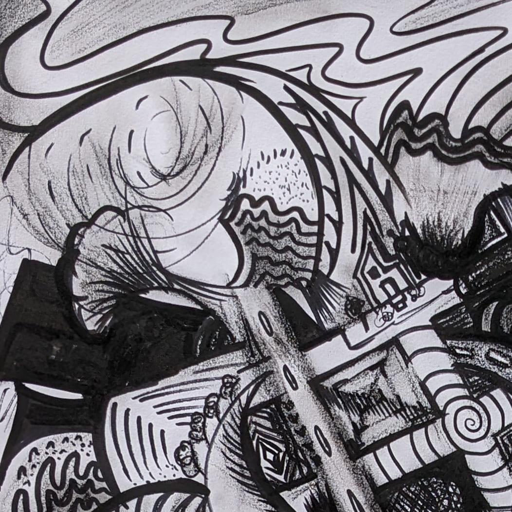 "The Mycelial Labyrinth" Original Abstract Drawing