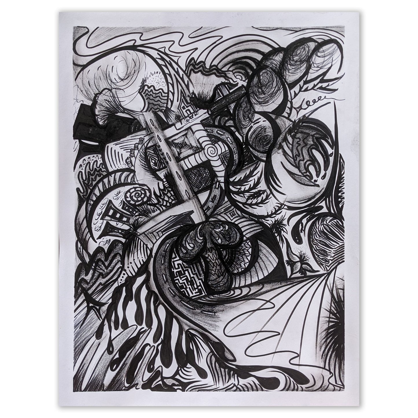 "The Mycelial Labyrinth" Original Abstract Drawing