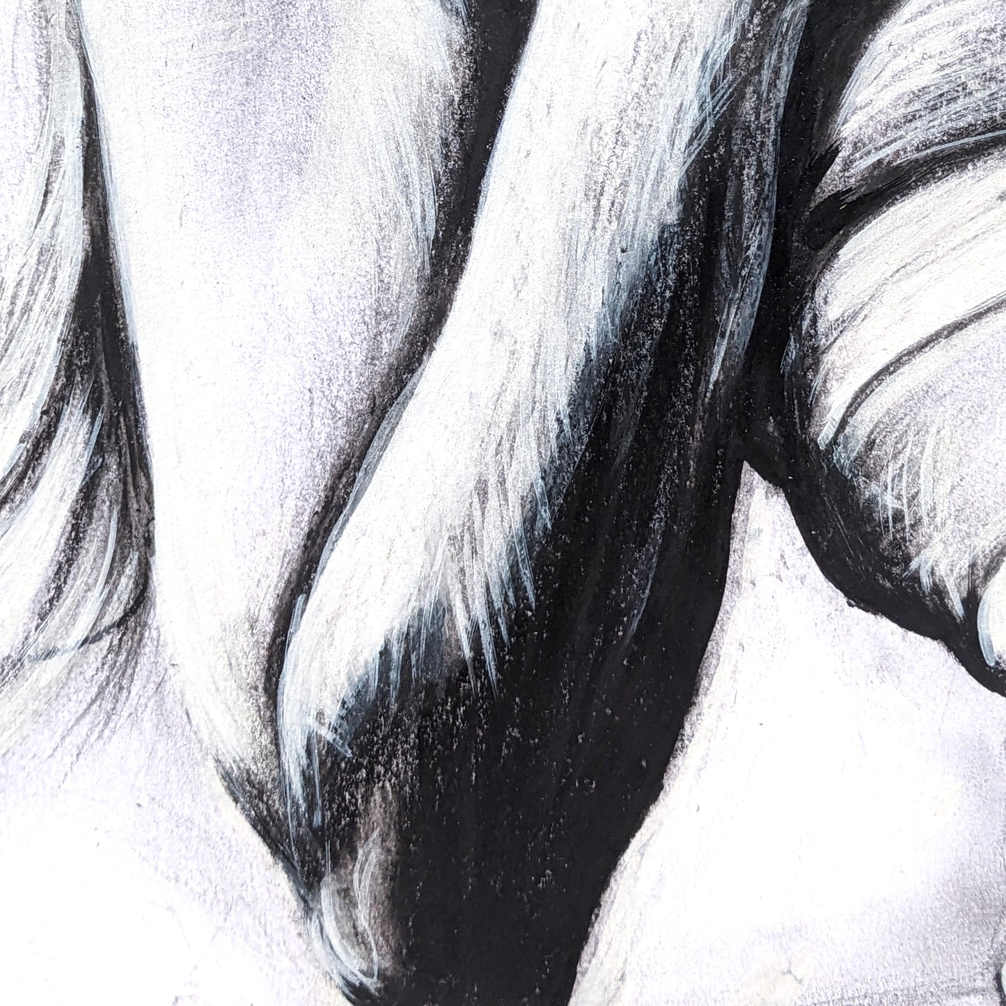 Close-up pencil sketch of free-spirited woman exuding confident energy