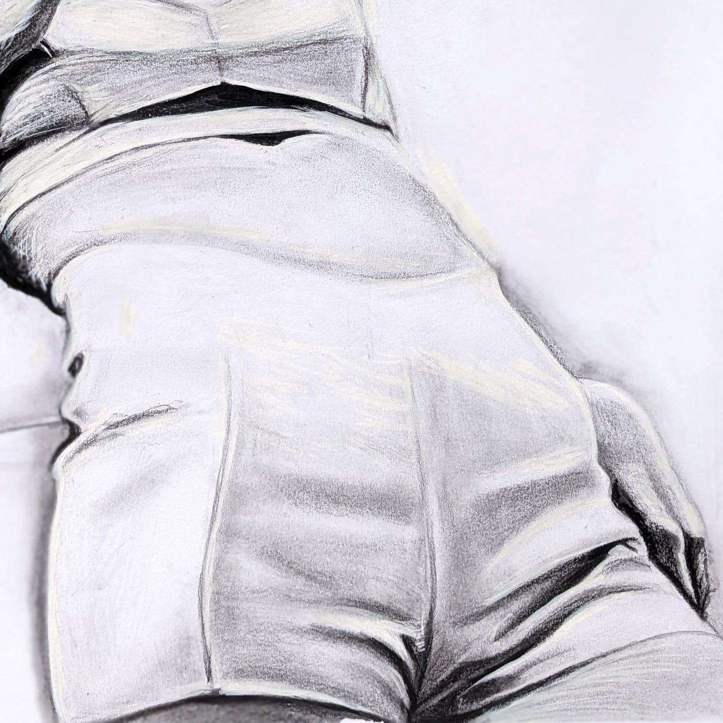 Seductive 70s retro woman pencil artwork, monochrome drawing by Ivy Bath