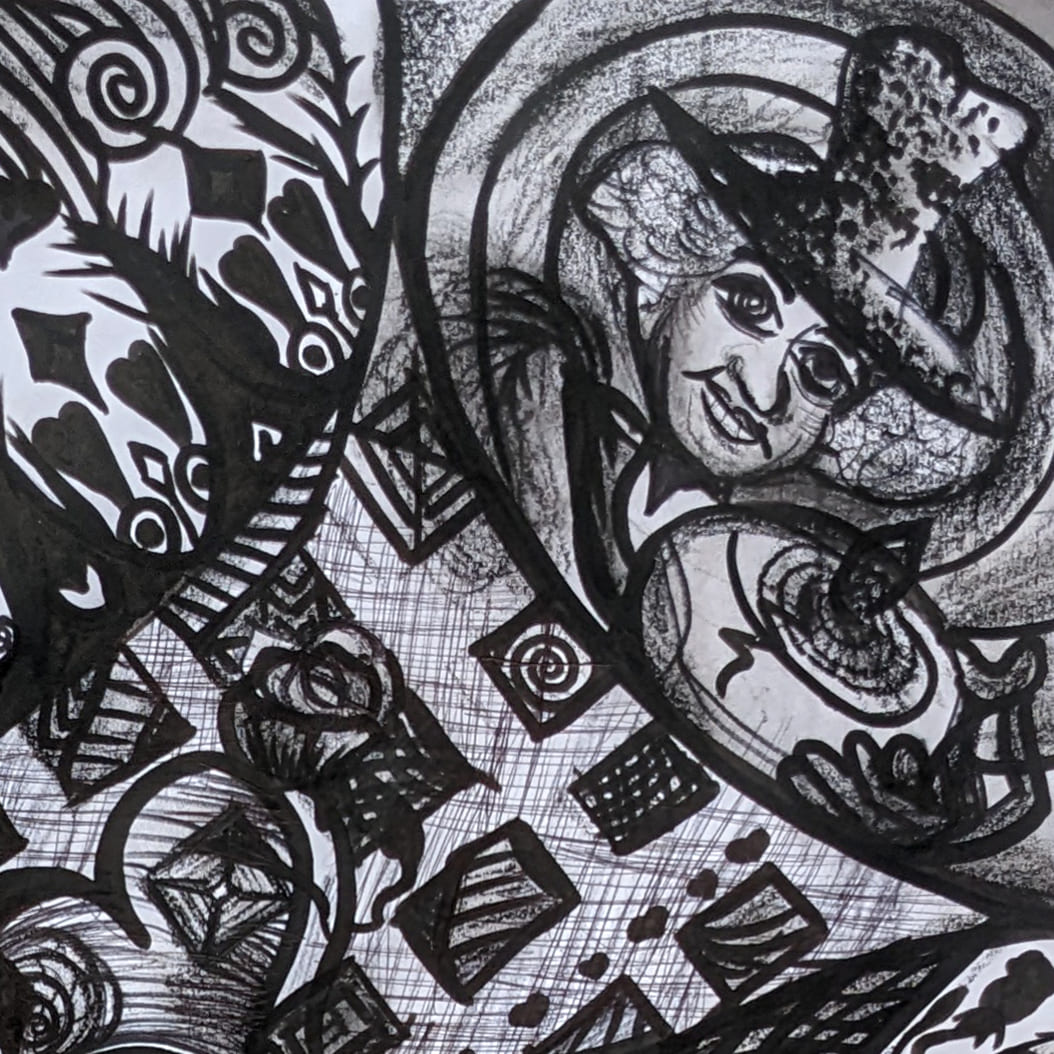 "Through the Labyrinth of Wonder" – Mixed Media Drawing