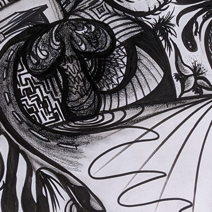 "The Mycelial Labyrinth" Original Abstract Drawing