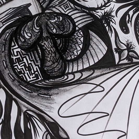 "The Mycelial Labyrinth" Original Abstract Drawing