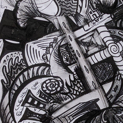 "The Mycelial Labyrinth" Original Abstract Drawing