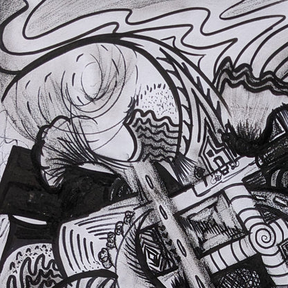 "The Mycelial Labyrinth" Original Abstract Drawing