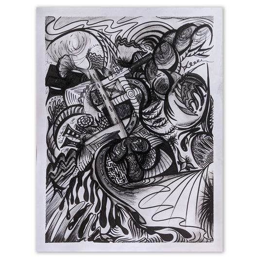 "The Mycelial Labyrinth" Original Abstract Drawing