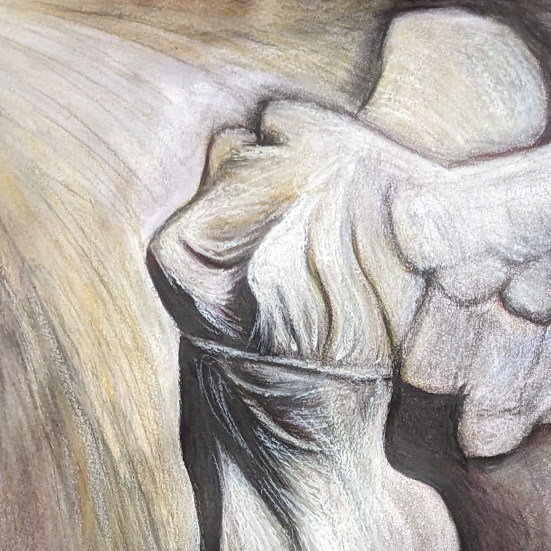 "Echoes of the Fragmented Divine" - Original Charcol & Pastel