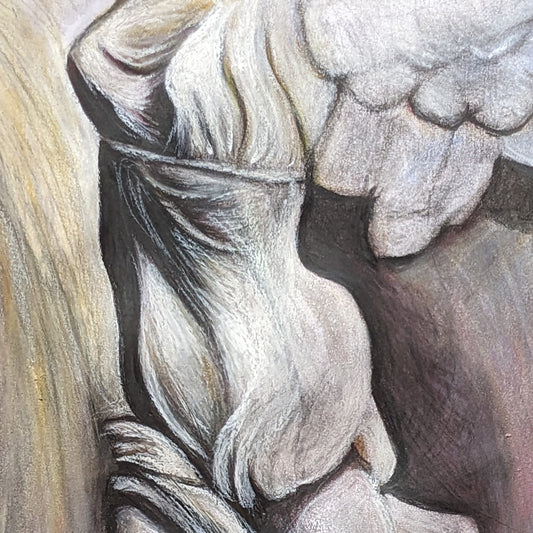 "Echoes of the Fragmented Divine" - Original Charcol & Pastel