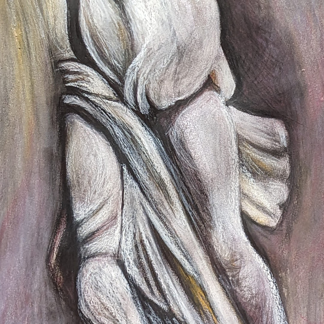 "Echoes of the Fragmented Divine" - Original Charcol & Pastel
