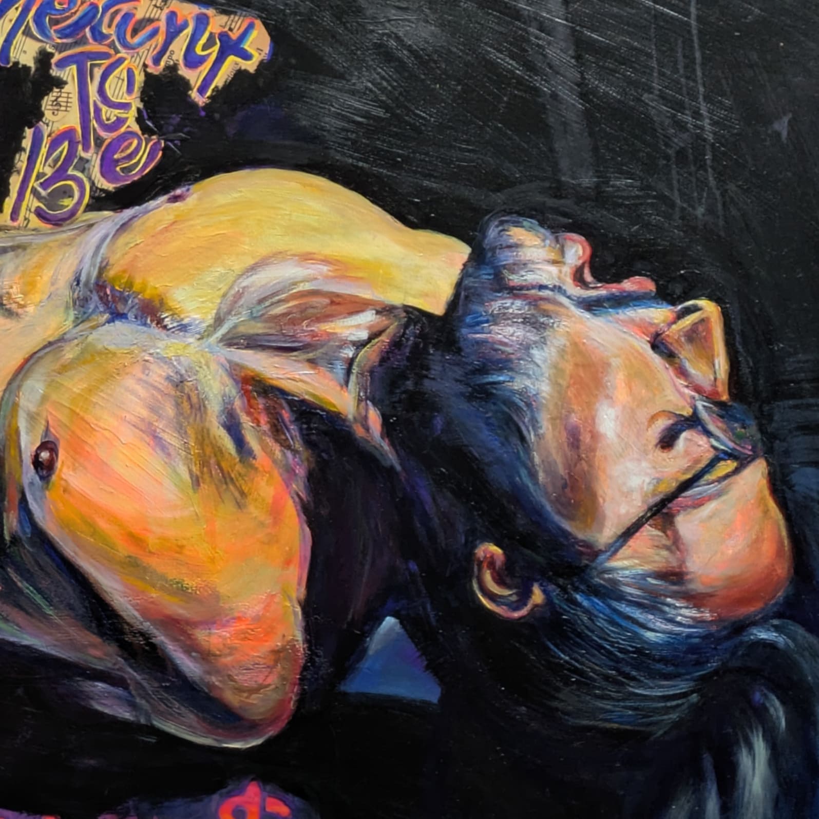 Expressive oil painting inspired by bbno$ song 'Meant to Be', featured in the artist’s TikTok video.