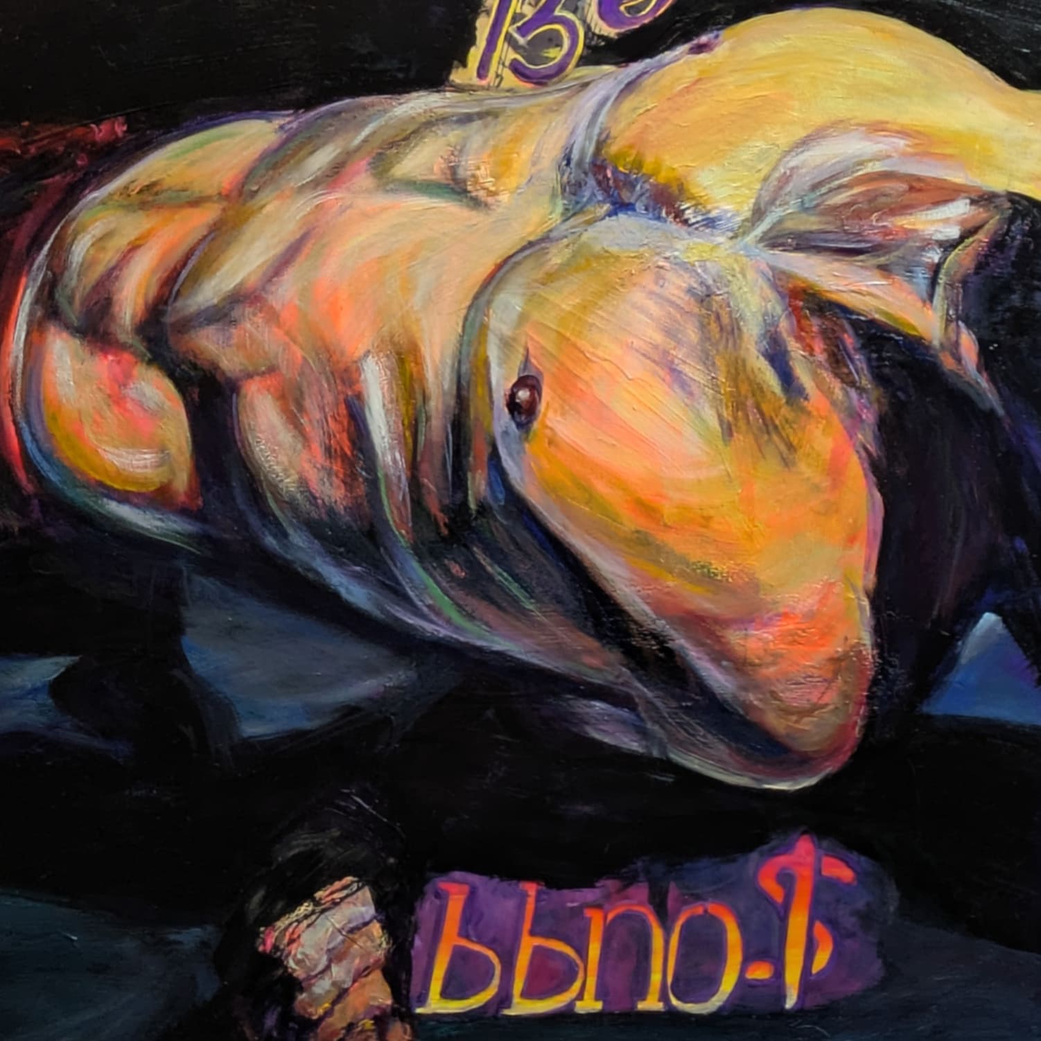 Emotional dancer oil painting by Ivy Bath, created for bbno$ song 'Meant to Be' cover art contest, featured on TikTok