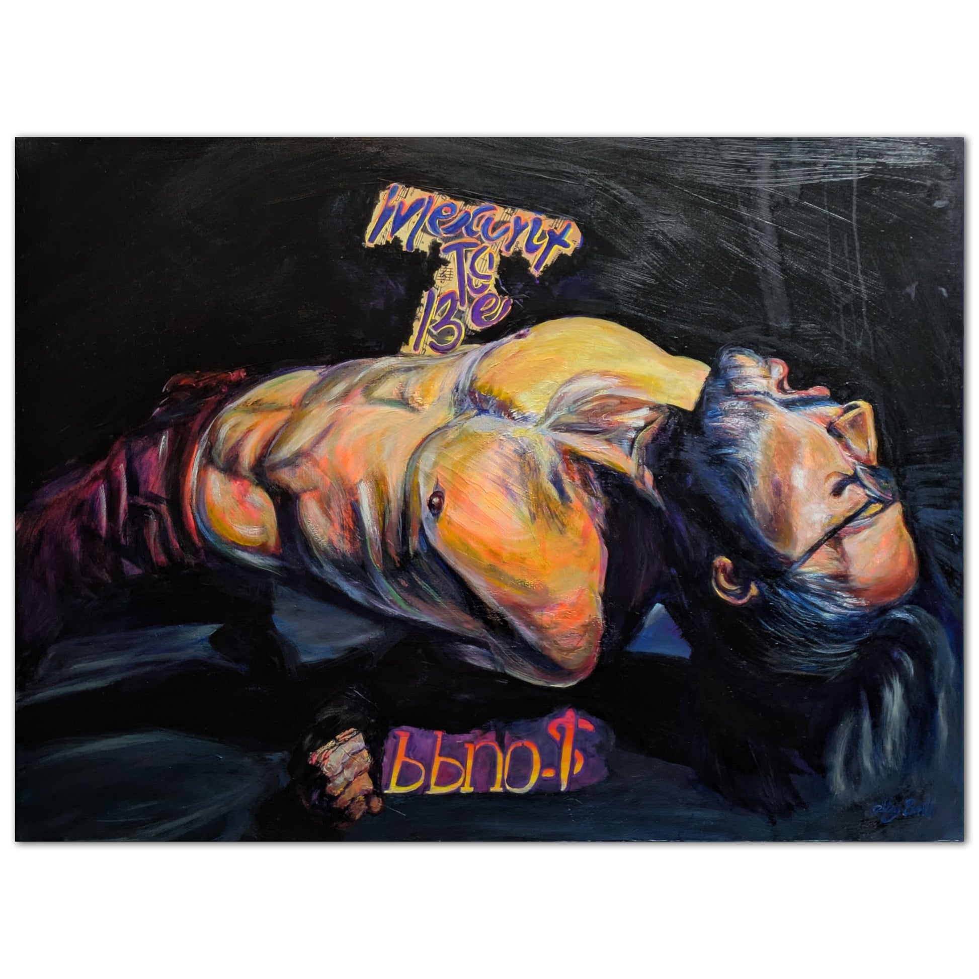 Original oil painting by Ivy Bath inspired by 'Meant to Be' by bbno$, depicting emotional release through dance and music.