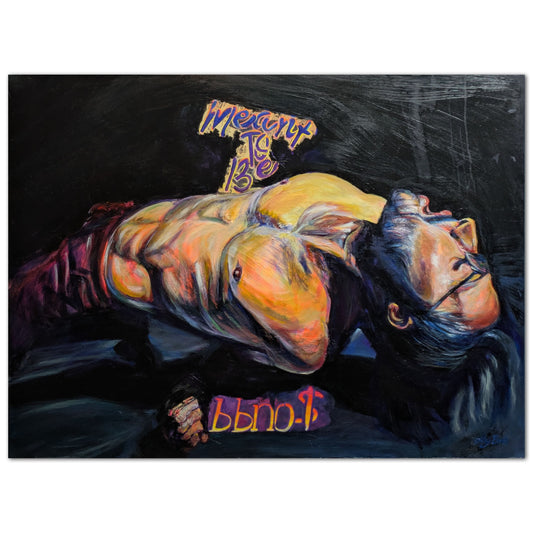 Original oil painting by Ivy Bath inspired by 'Meant to Be' by bbno$, depicting emotional release through dance and music.