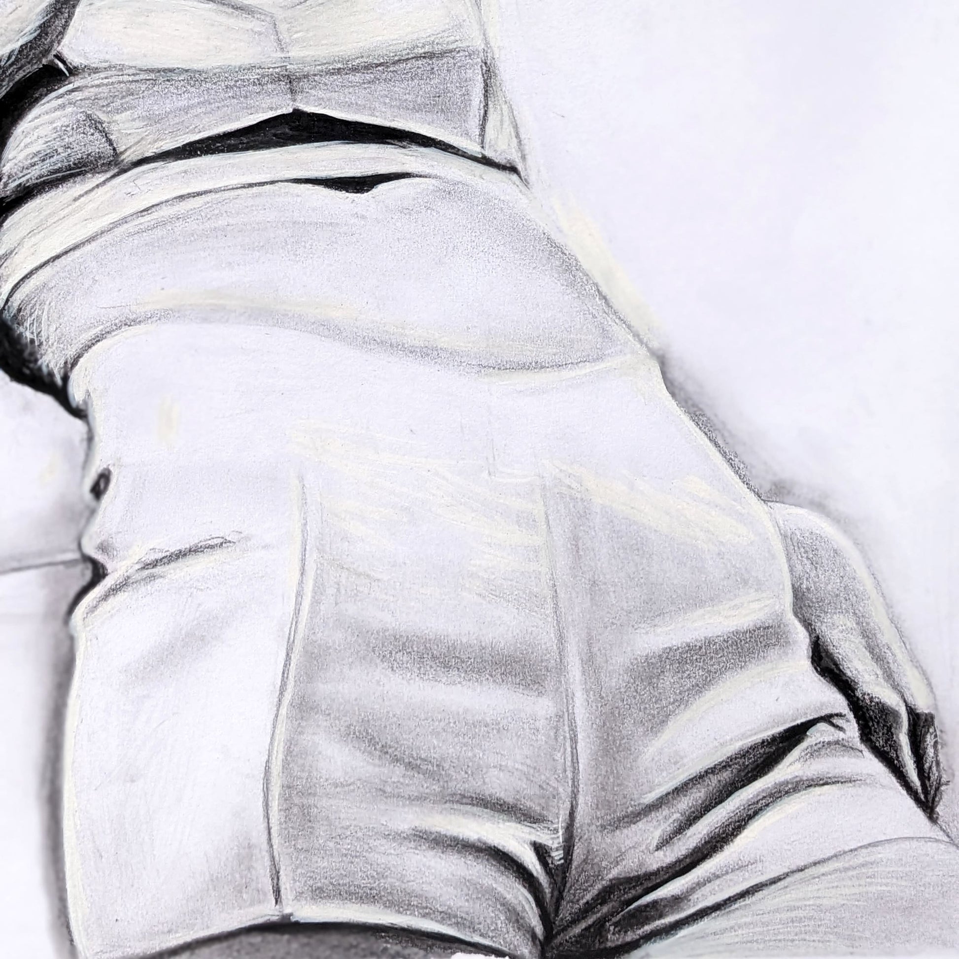 Seductive 70s retro woman pencil artwork, monochrome drawing by Ivy Bath