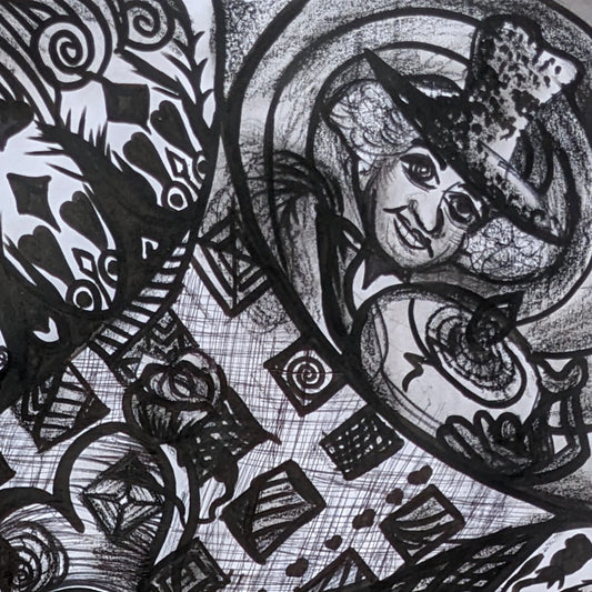 "Through the Labyrinth of Wonder" – Mixed Media Drawing