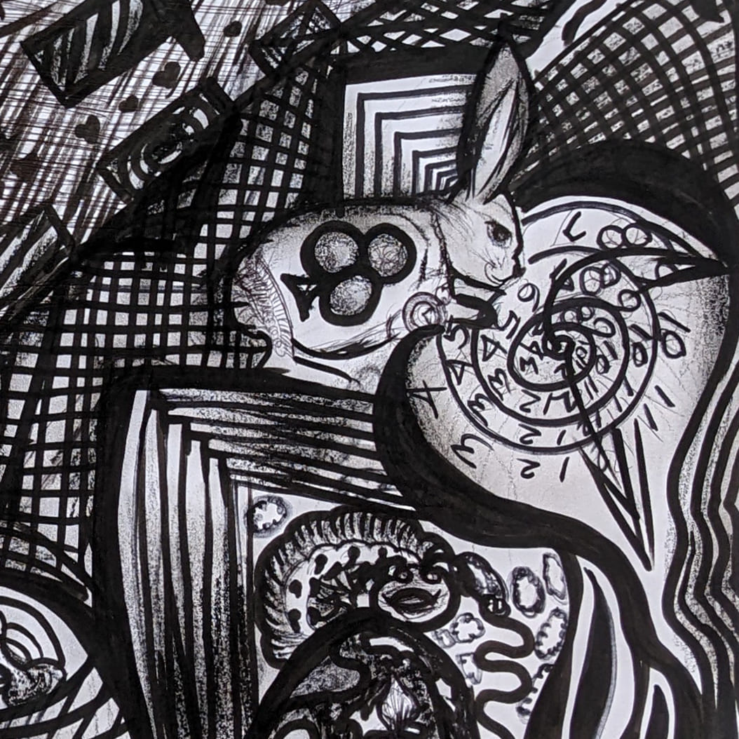 "Through the Labyrinth of Wonder" – Mixed Media Drawing