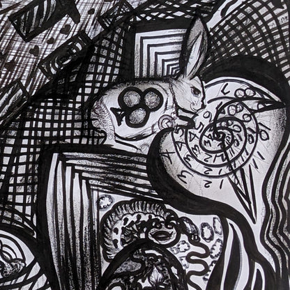 "Through the Labyrinth of Wonder" – Mixed Media Drawing