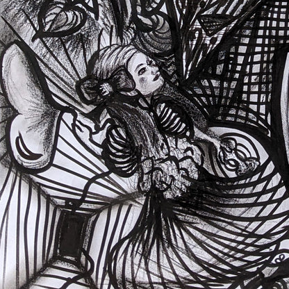 "Through the Labyrinth of Wonder" – Mixed Media Drawing