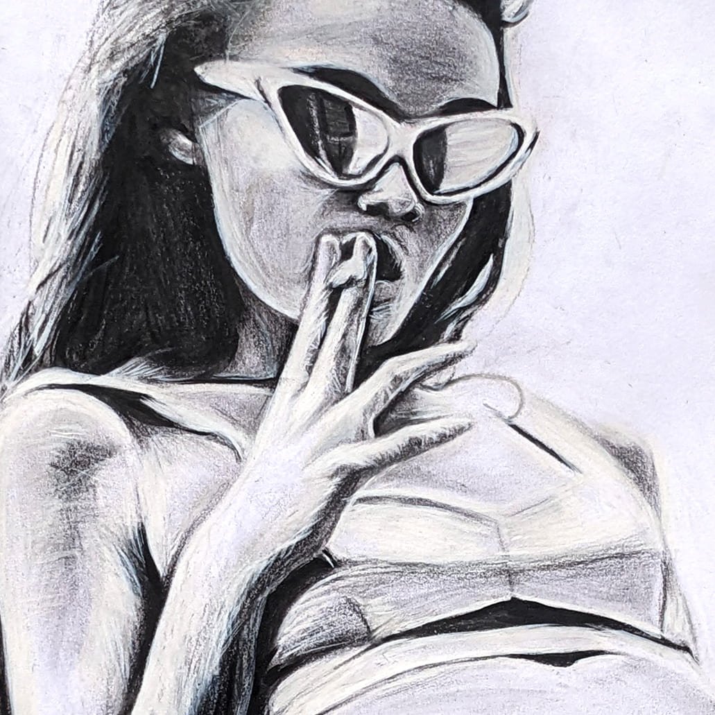 "Kissed by Rebellion" - Original Pencil Drawing - Image 3