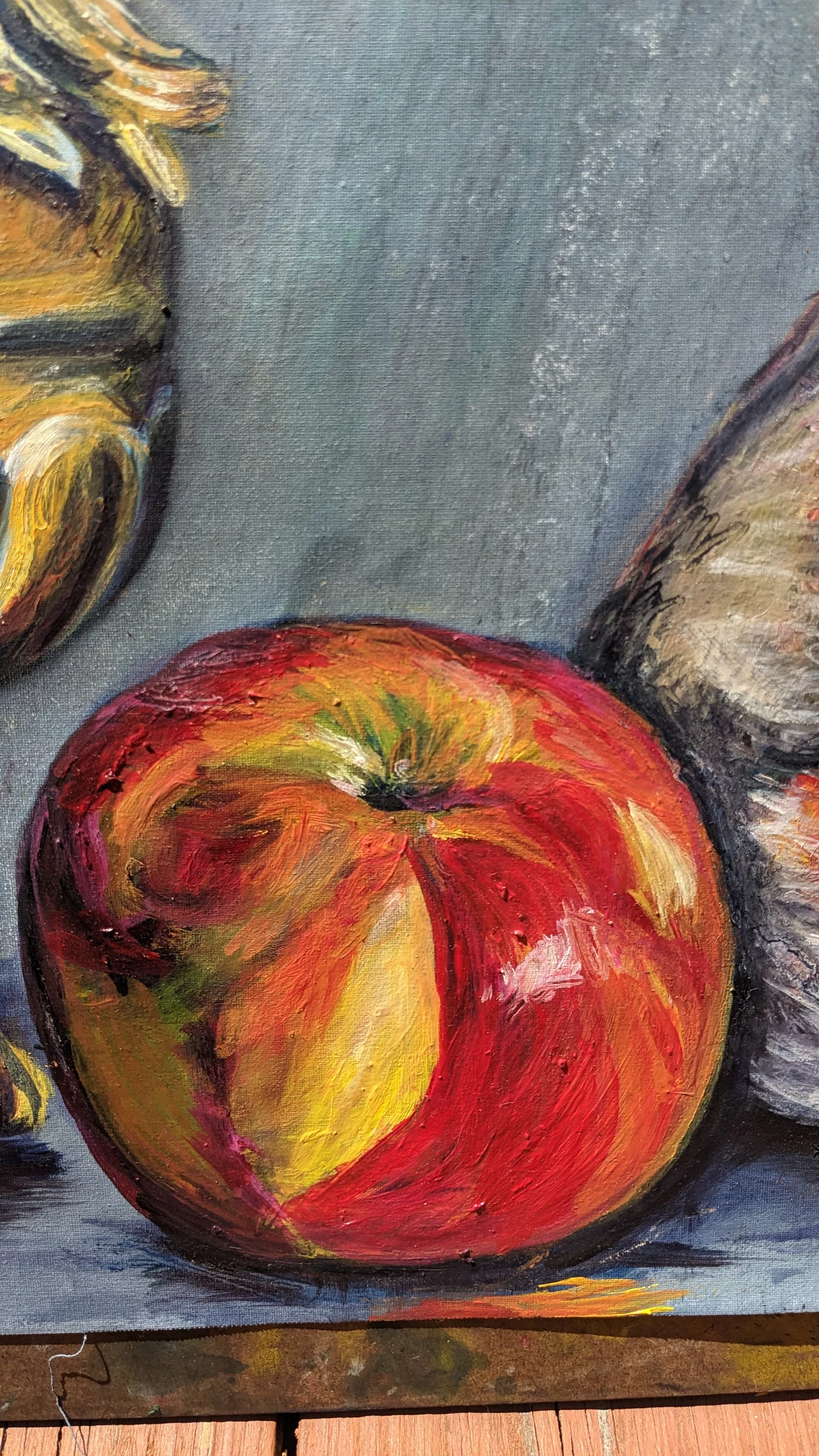 Close detail of the red apple in Echoes of Time