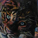 Inferno Gaze by Ivy Bath, an impressionistic tiger portrait with vivid eyes